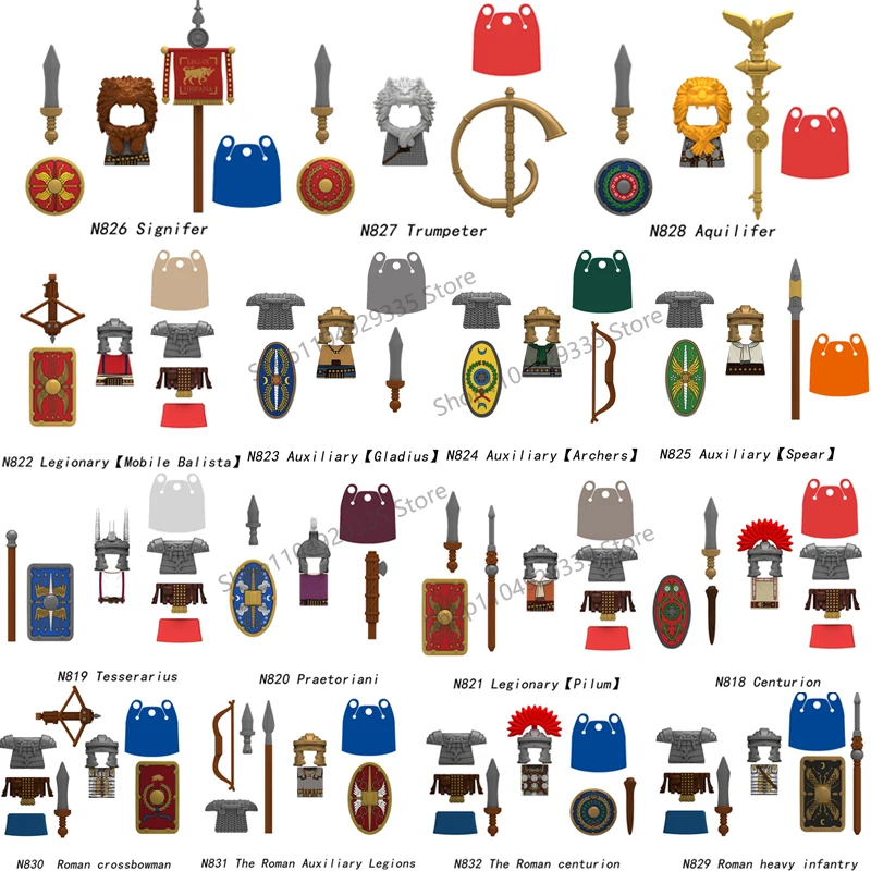N826 N829 Roman Empire Legion Building Blocks Medieval Military Knights Accessories Infantry Crossbowman Mini Action Figure Toys