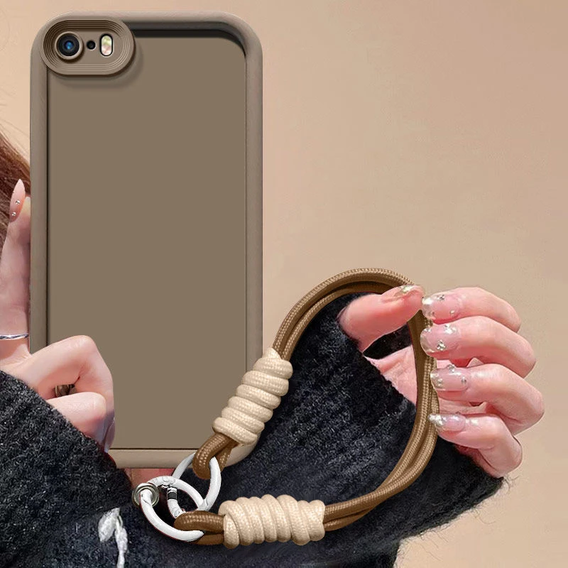 Para iphone 6 6s 7 8 p caso iphone se 2020 2022 iphone 5 iphonese 5S caso de telefone capa pára-choques silicone macio anti perda pendurado corda