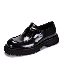 Italian Patent Leather Mens Dress Shoes Luxury Brand Handmade Fashion Platform Elegant Genuine Leather Wedding Oxfords Shoes Man