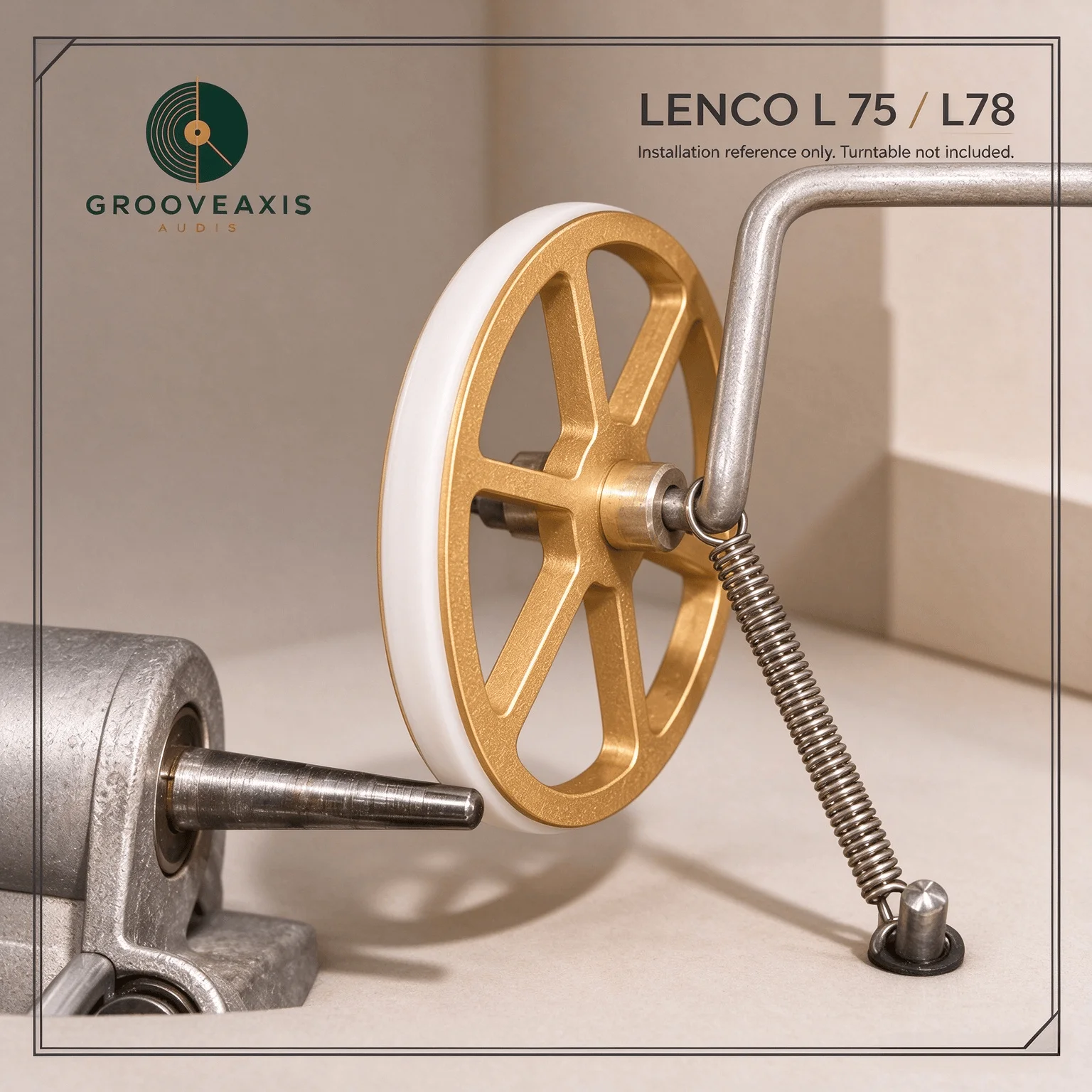 Idler Wheel Brass Pulley GROOVEAXIS with Rubber Ring Spring Washer Circlip Compatible with LENCO L75 L78 Turntable DIY Upgrade