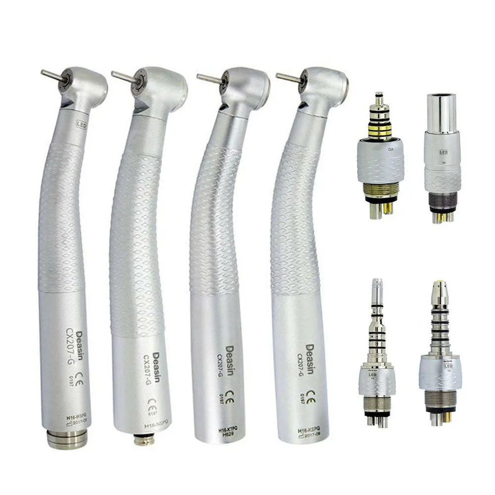 

COXO CX207-G Dental LED Fibre Optic High Speed Handpiece Dental Air Turbine Handpiece Compatible 6Holes Coupler/Adaptor