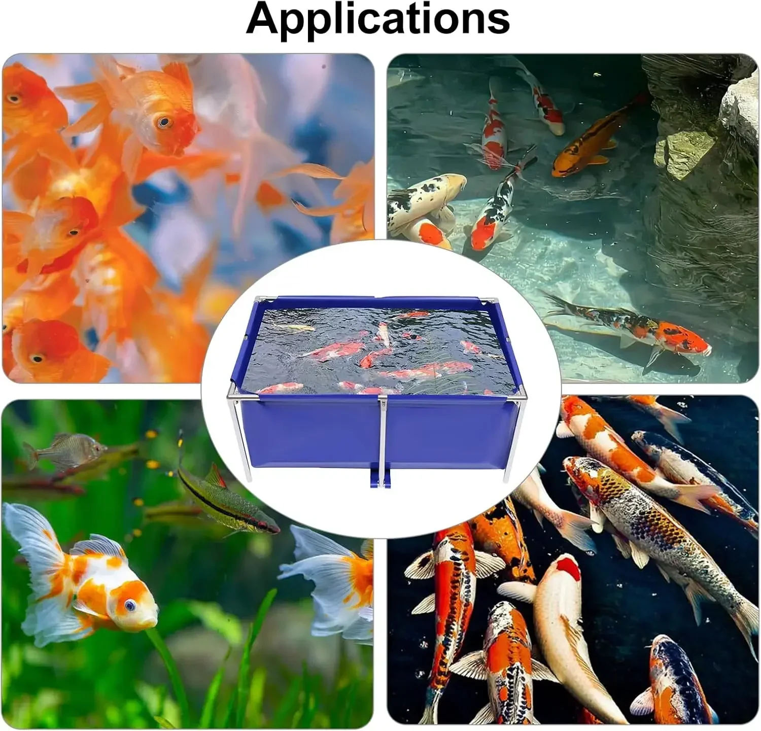 Foldable Fish Pond Fish Tank Aquarium, Canvas Small Above Ground Pond Koi Pond Goldfish Tank Breeding Pondtank Indoor Outdoor