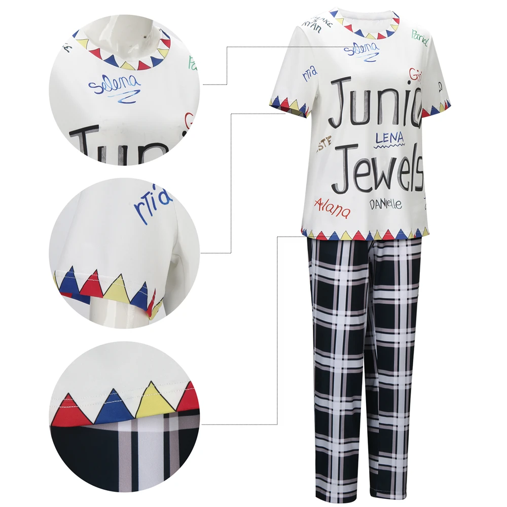 Taylor Costume You Belong with Me Junior Jewels Printed T-shirt Pants Set for High School Girls Students Takerlama