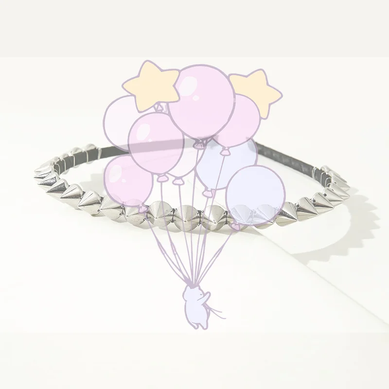 القوطية الشرير مسمار برشام عقال ترصيع المعادن برشام المسامير منفعل رباط شعر بديل موضة أغطية الرأس رصع سبايك للنساء الرجال #1