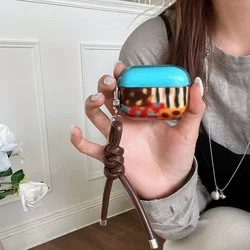 Smudged Stitching Pattern Earphone Case with Hook for Apple Airpods 1, Airpods 2, Airpods Pro,Pro 2,Pro 3, Airpods 3, Airpods 4