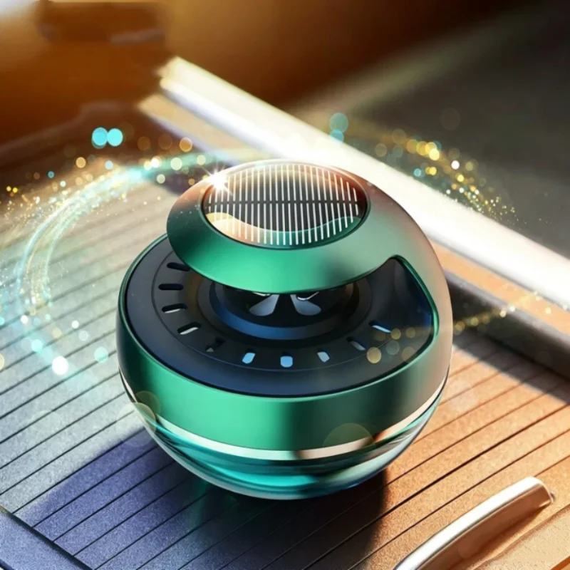 Solar Powered Rotating Orb Car Air Freshener Perfume Aroma Diffuser Dashboard Ornament Interior Fragrance Long Lasting Gift