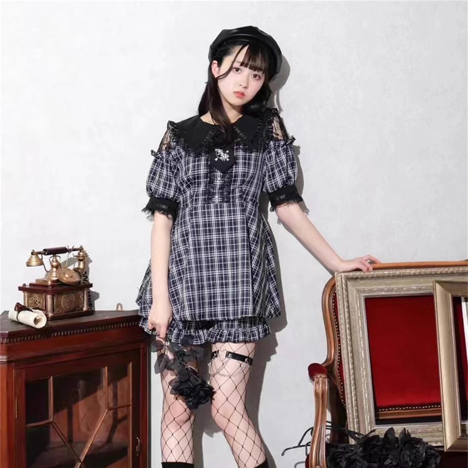 

Sweet Lace Trim oulder Bared Dr H33 Women's Faion Set Polyester Fiber 8-25 Years Old Spring Season