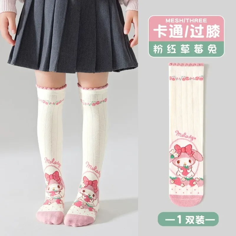 Kawaii Sanrio 양말 Kuromi 마이 멜로디 Cinnamoroll 액세서리 귀여운 아름다움 만화 Mid-Calf 학생 겉옷 소녀 선물 용품
