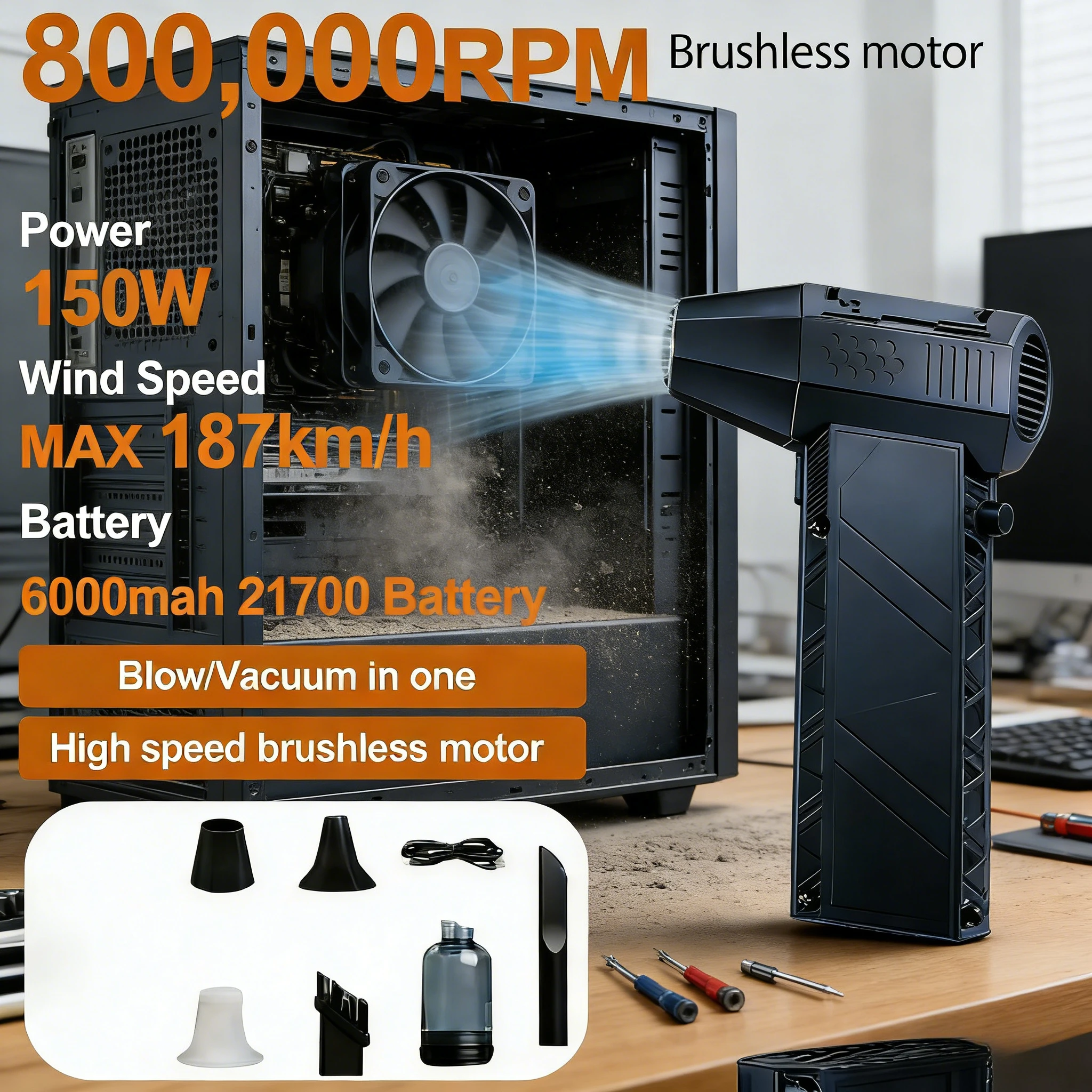 

Вентилятор X6 Snowy Hurricane 150W 53м/с | Перезаряжаемый уличный вентилятор для палатки с аккумулятором Type-C емкостью 6000 мАч