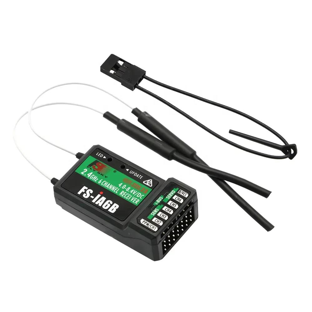 Flysky FS-IA6B 2.4G 6CH Receptor de antena dupla para avião RC Quadcopter Transmissor de controle remoto de plástico compatível com FS-I6