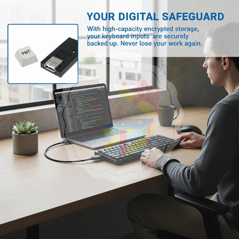 USB Keylogger 128GB Memory for Accurate Keystroke Recording Invisible Monitoring for School Computer Labs