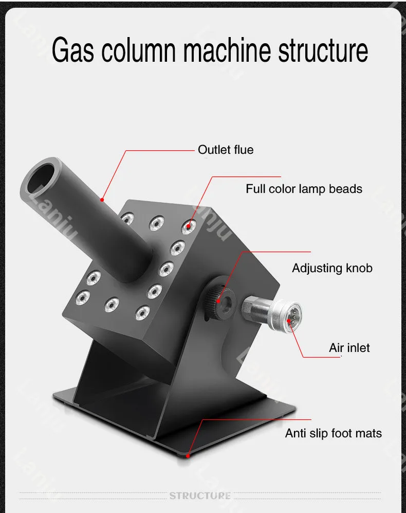 Estágio profissional LED Co 2 máquina de coluna de ar cabeça única ajustável ângulo máquina de fumaça casamento desempenho bar pulverizador de fumaça disco DJ palco equipamentos de efeitos especiais