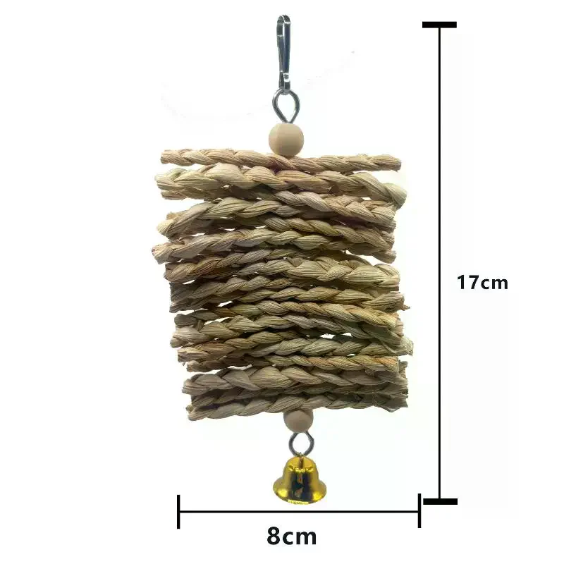 Parrot Teething Chew Toys Corn Husk Braided Bell String Wear Resistant for Pet Parrot Home Cage Play Training Use view 6