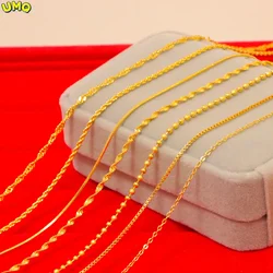 Plated 100% Real Gold 24k Pure Bangle Necklace Women 999 Pigment Chain Colored Bare Sweater Without Pendant Jewelry Gold Jewelry