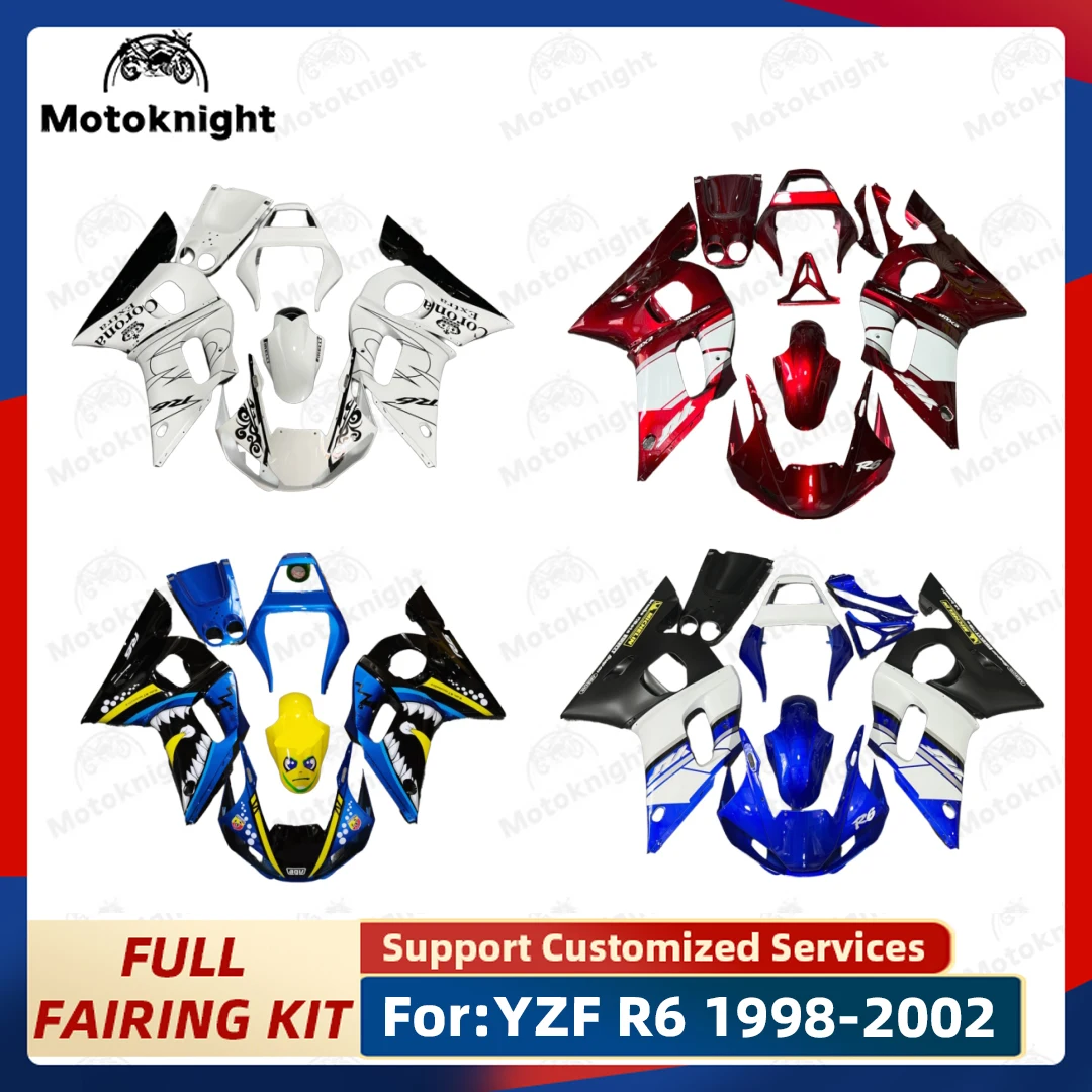 دراجة نارية كيت الملابس تناسب ياماها YZF-R6 R6 1998-2002 YZFR6 1999 2000 2001 الملابس الكاملة رسمت الهيكل الجديد ABS البلاستيك