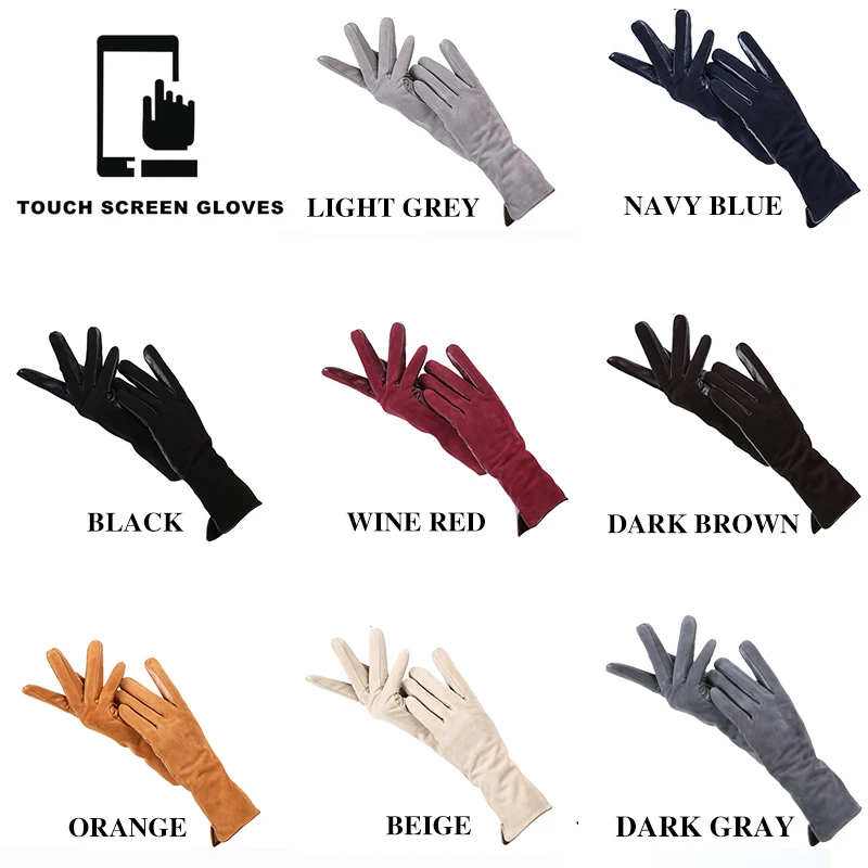 Fashion winter warm touch gloves genuine leather 50% genuine suede 50% women\'s leather gloves color long women\'s gloves  -2008