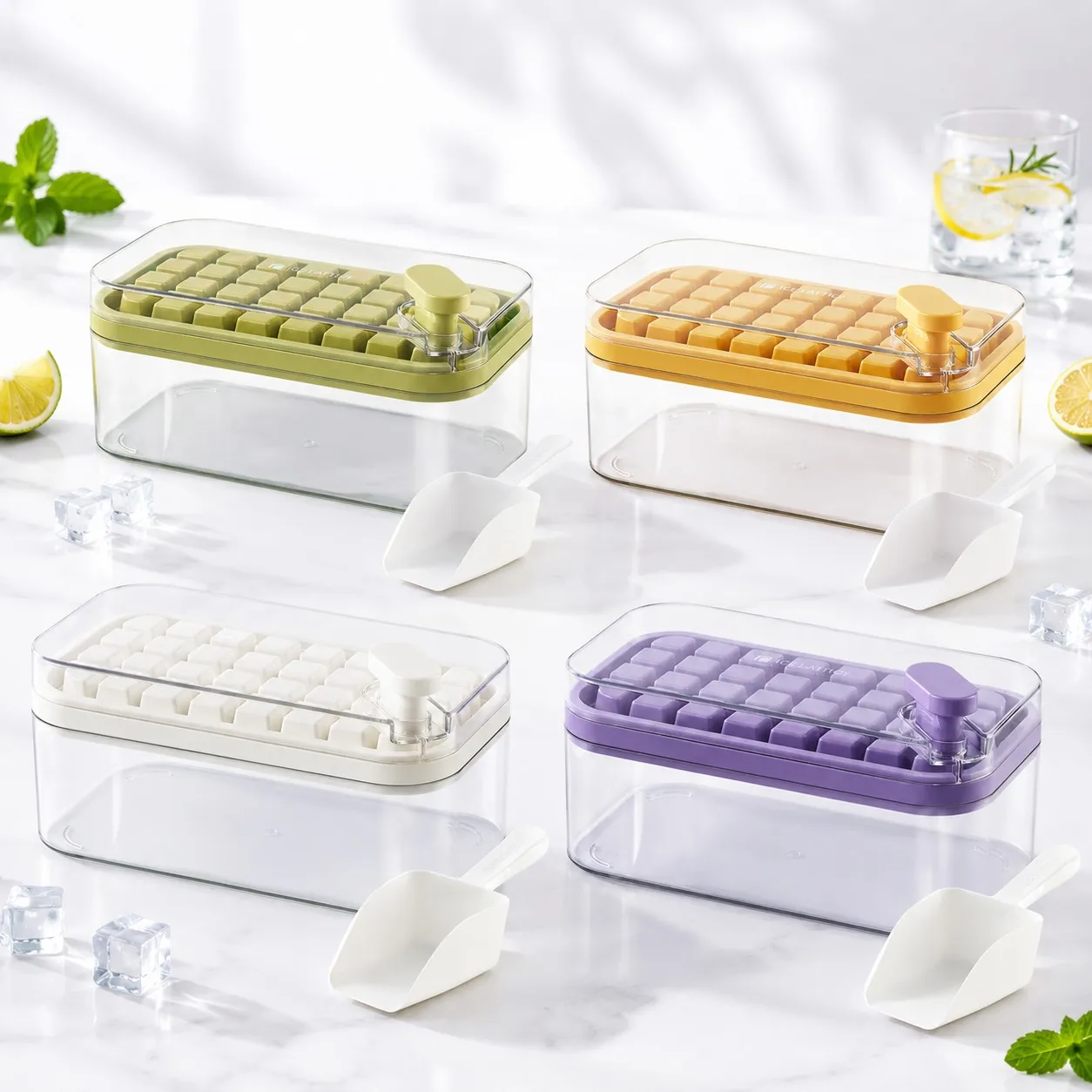 Press Type Ice Cube Mold Easy Release Silicone Ice Tray Household Ice Making Tool