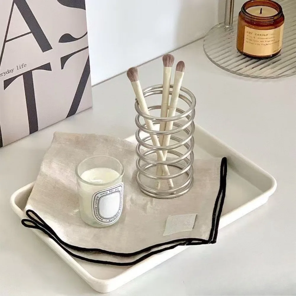 Spiral Hollow Toothbrush Holder, Suitable for Bathroom, Vanity, And Desk Use; a 2-In-1 Storage Rack for Makeup Brushes And Pens