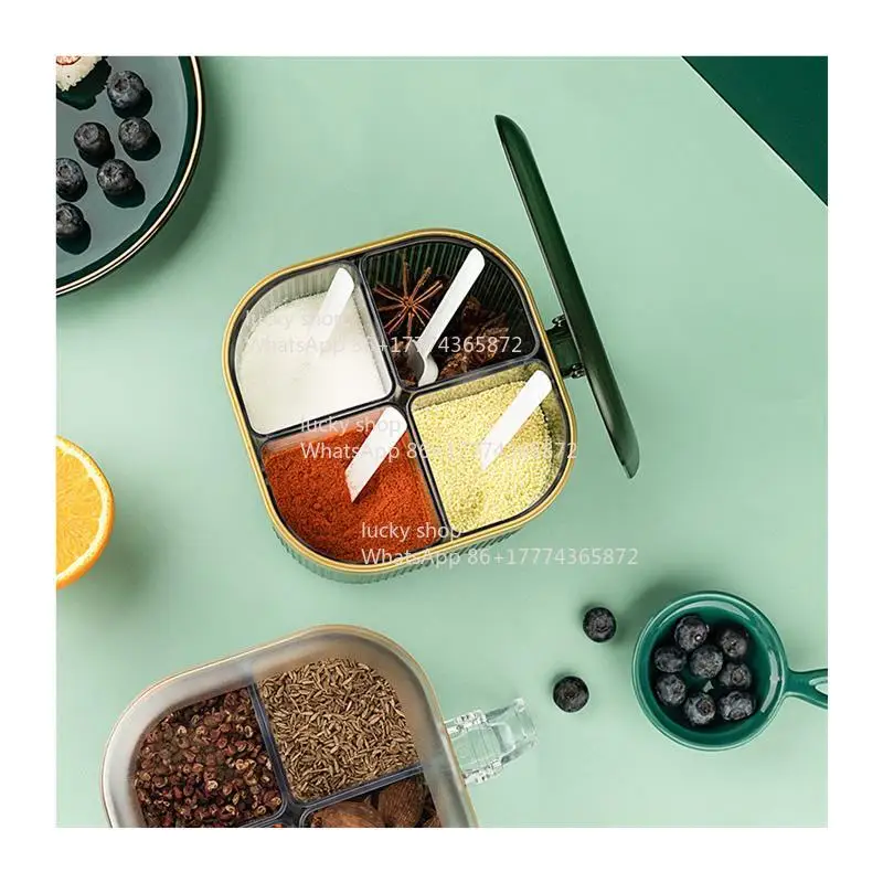 Light Luxury Seasoning Can Bottle Ins Wind Seasoning Box Integrated Multi-grid Combination Set with Lid Storage Kitchen Supplies
