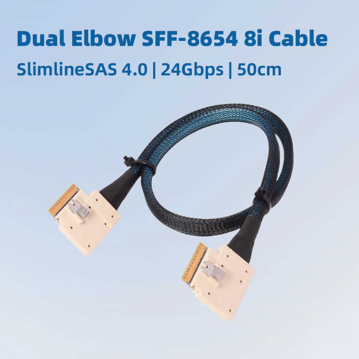2025 NEW SlimSAS 4.0 8i 74Pin Line Dual Elbow SFF-8654 Male To Male 8I NVMe PCIe Server Backplane Cable 24Gbps 50cm