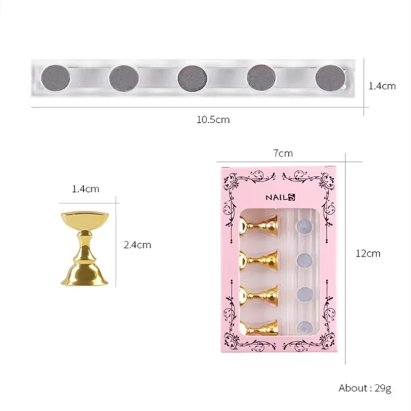 5 piezas por paquete soporte magnético de uñas con forma de ajedrez para práctica y exhibición, en oro, plata y rosa dorado, estante para exhibir esmaltes en gel 3