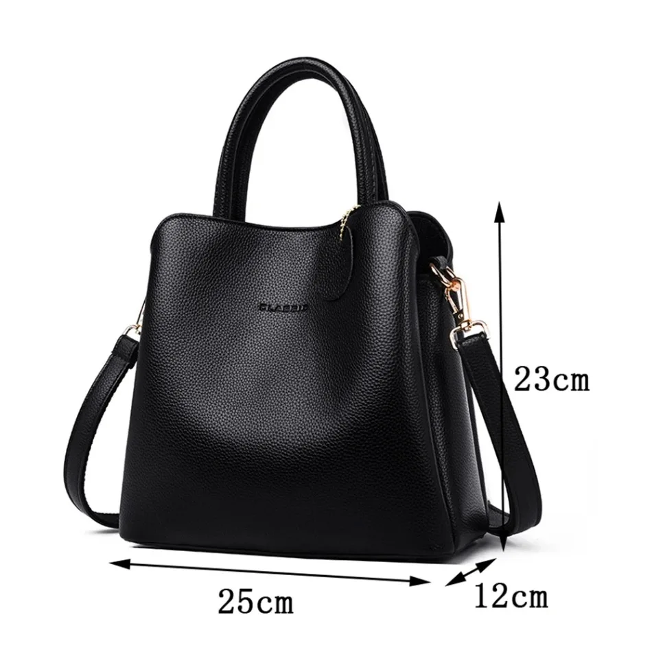 New 3 Main Pocket Leather Luxury Handbags Women Bags Designer Female Croosbody Bags For Women Small Casual Tote Bag Sac A Main