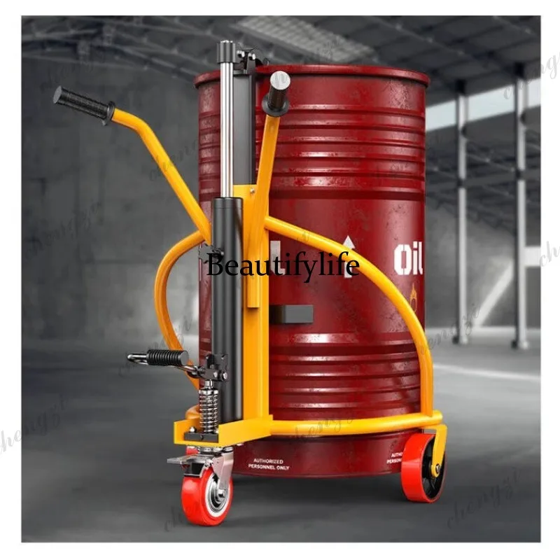 81 Eagle beak manual hydraulic oil drum truck 200L round iron drum plastic drum hydraulic bite nozzle loading and unloading cart