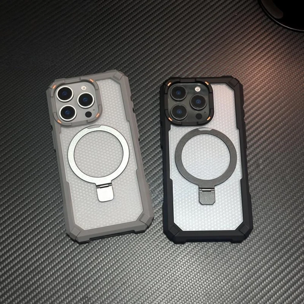 Rugged Metal Magnetic Holder Shockproof Case For iPhone 17 Air 16 15 14 13 12 Pro Max Plus 17e Camera Glass Ring Armor Cover view 2
