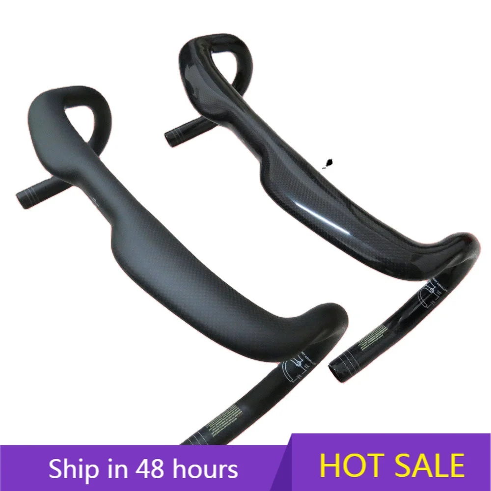 

POWER LEAP FW XS17210 Ultra-Light 3K Full Carbon Fiber S-shaped Bicycle Handlebar with Non-slip Grip and Inner Routing for Road