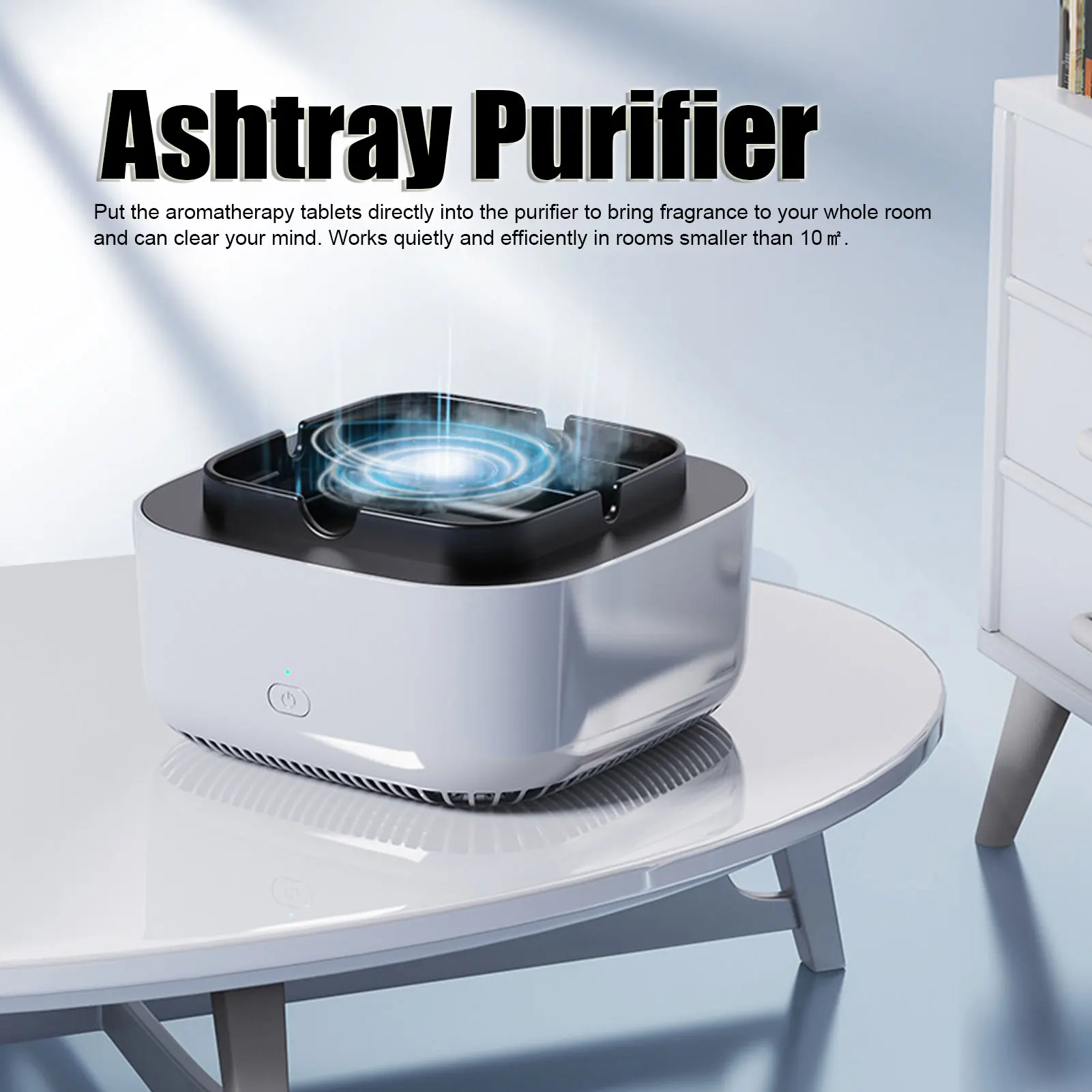 Ashtray Purifier Smokeless USB Charging Negative Ion Aromatherapy Air Purifier for Car Office Bedroom