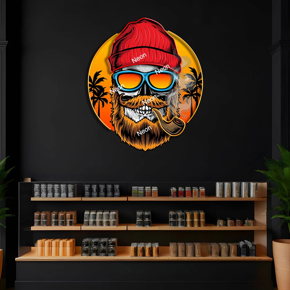 Sunset Monkey Smoking Neon Sign Personalized Custom Smoke Bar Store Hanging LED Neon Light Business Wall Art Decor Neon Sign