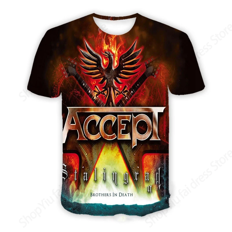 روك باند قبول ثلاثية الأبعاد قميص مطبوع الرجال النساء تي شيرت الهيب هوب بلايز تيز الاطفال تي شيرت الرجال جديد الثقيلة المعادن قمة الموسيقى الراب الملابس #5