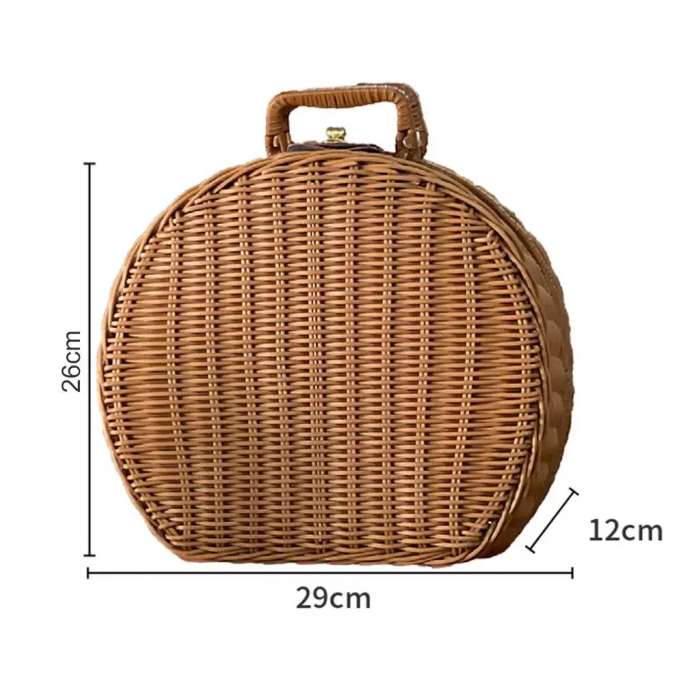 Woven Storage Box Practical Rattan Woven Resilient Picnic Basket Home Organization Rattan Storage Box for Travel