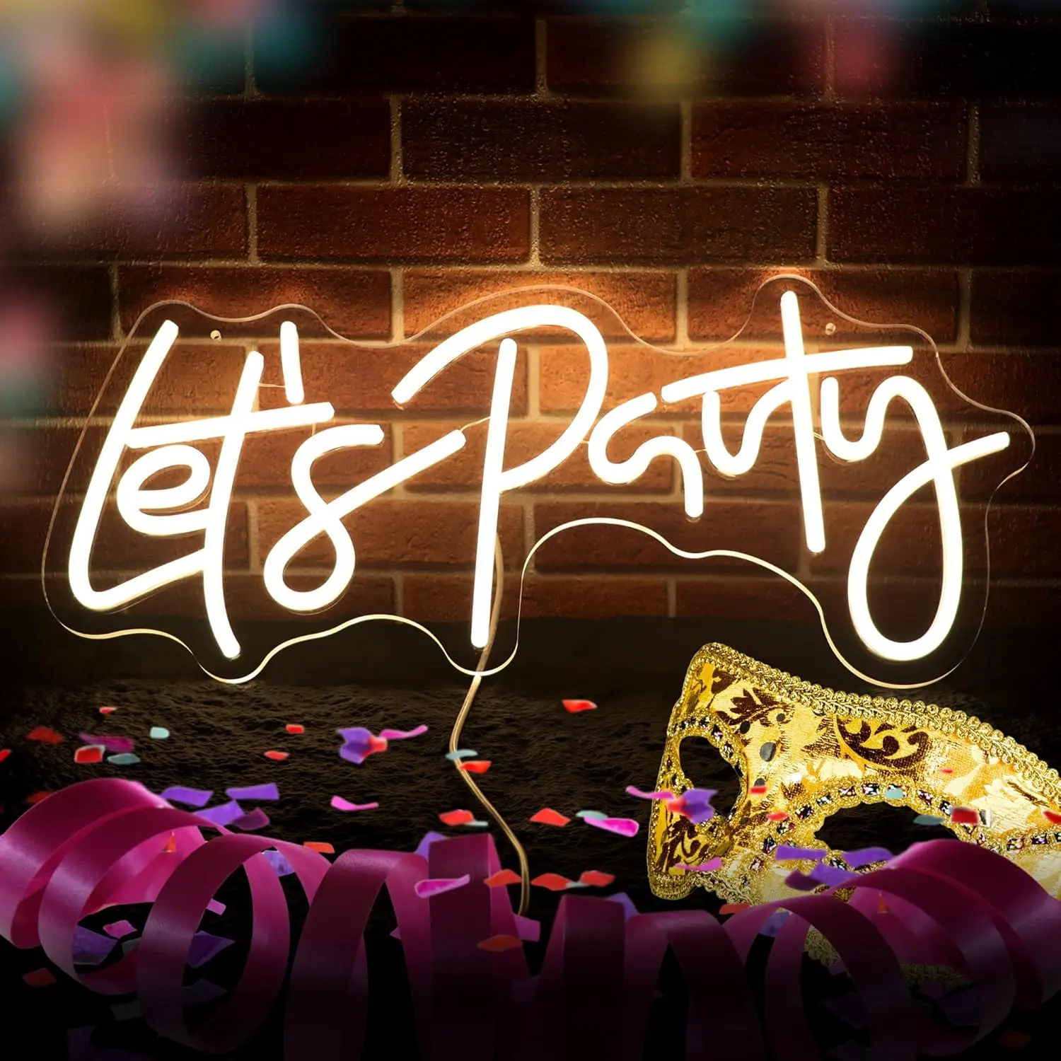 

Let's Party Neon Sign USB Dimmable LED Light for Wedding Bar Gaming Room Bedroom Decorations neon personnalisé Gift Night Light