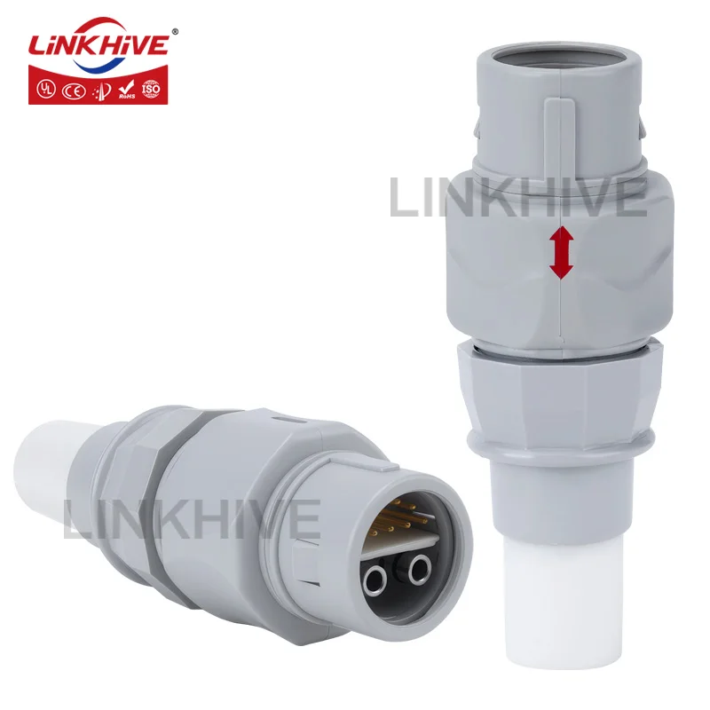 Plastic Medical Circular Connectors 1 Air TuB with 13 pin Contacts 2-lumen with 9 pin Contacts Push-pull Self-locking Connectors
