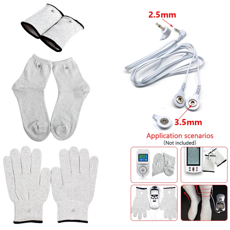 Gloves Socks Bracers Accessories Conductive Silver Fiber with Cable Electrode for TENS Unit Therapy Machine Physiotherapy