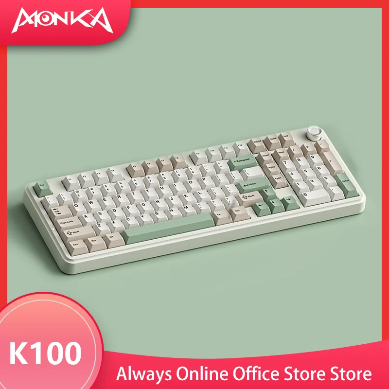 MONKA K100 Wireless Tri-mode Customized Mechanical Keyboard  Esports Keyboards 99Keys Hot Swap Gasket RGB Gaming Office PC