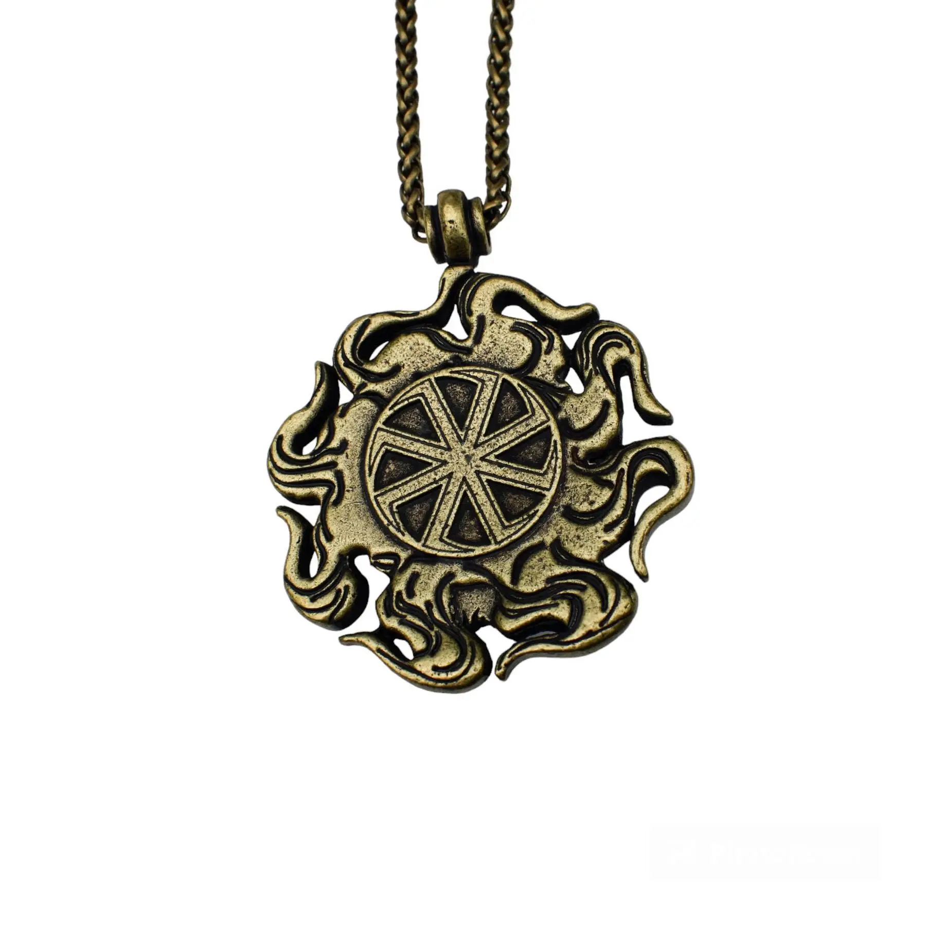 قلادة تميمة أبولو إله الشمس العتيقة للرجال والنساء ، قلادات أسطورية ، مجوهرات حرب سلافية ثقيلة كبيرة