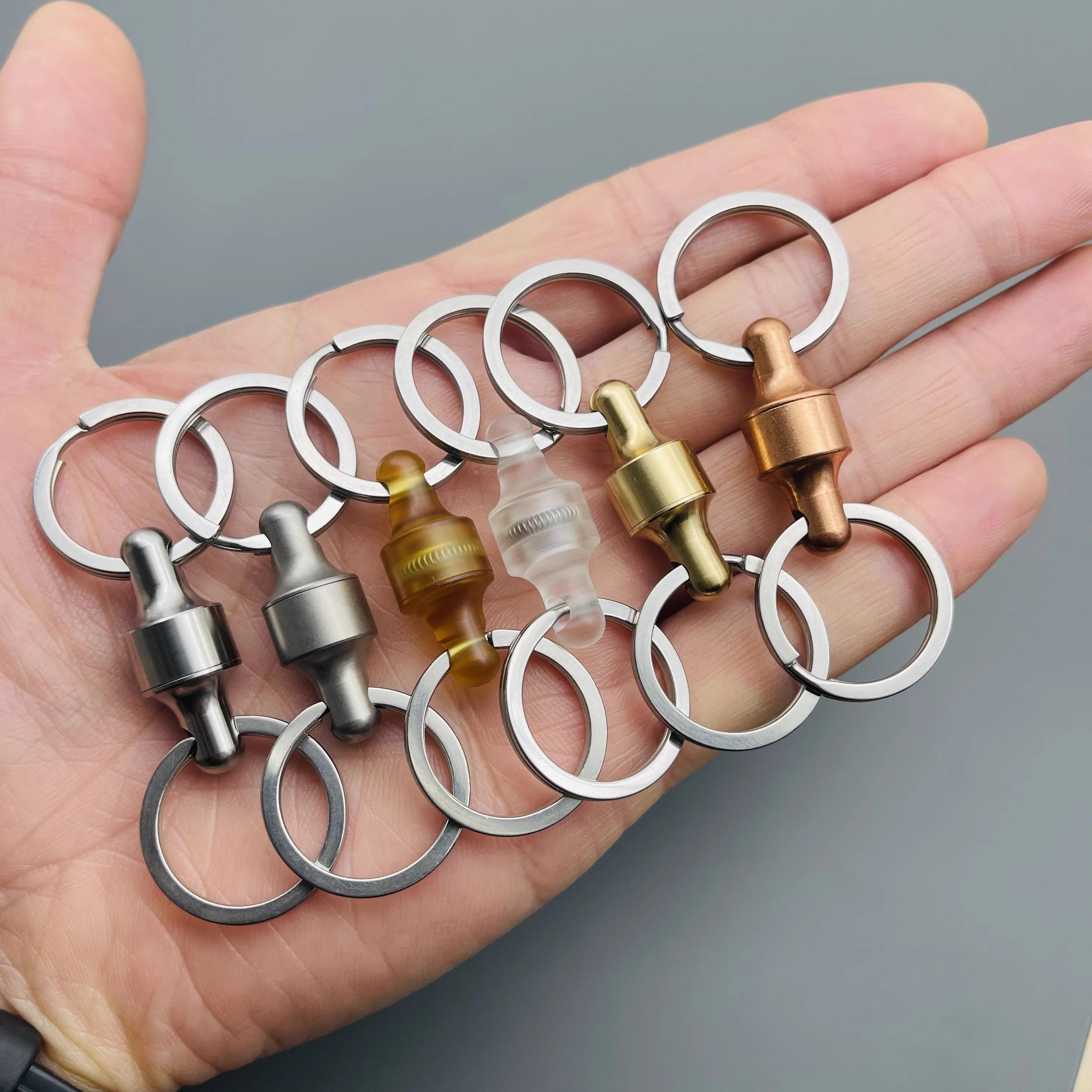 360  Rotation PEI Removable Key Ring Quick Release Dual Detachable Key Ring Pull-Apart EDC KeyChain  Car Pendant EDC Tool