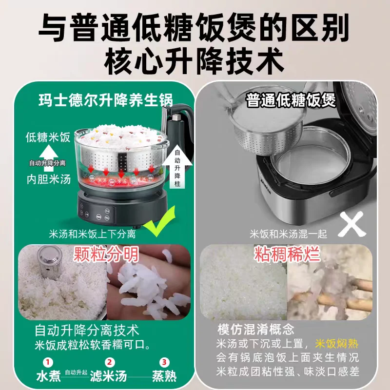 AOLIVIYA Automatic Intelligent Low Sugar Rice Steamer Dehydration Separator Adjustable Healthy Cooker Specialty Tools