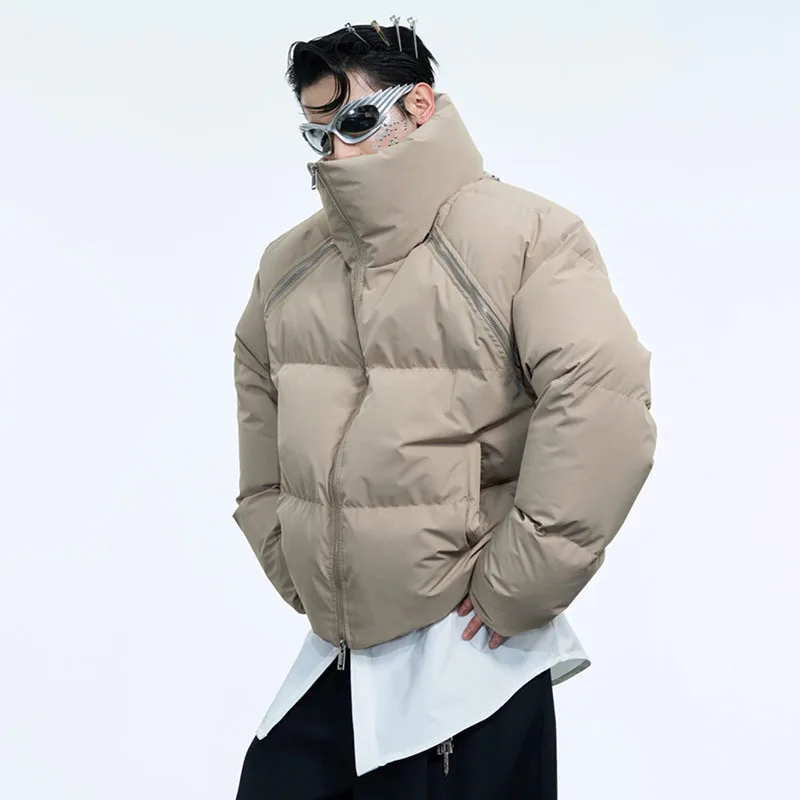 LUZHEN Niche Zipper Design Short Thick Down Jacket Stand Up Collar Warm Multifunctional Wearing Fashion Male Cold Coat LZ7312