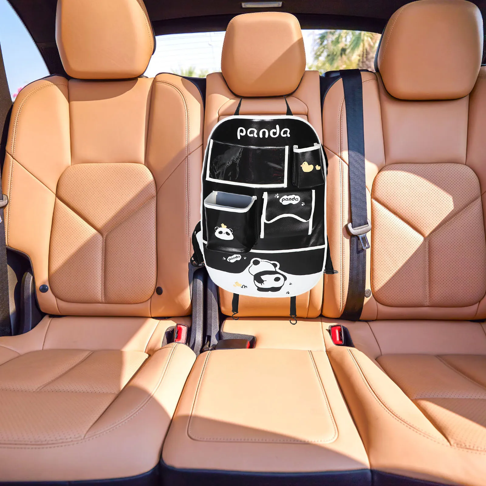 

Cute Panda Design Car Backseat Organizer Storage Bag Durable Edging Buckle Fastening For Car Seat Hanging Travel