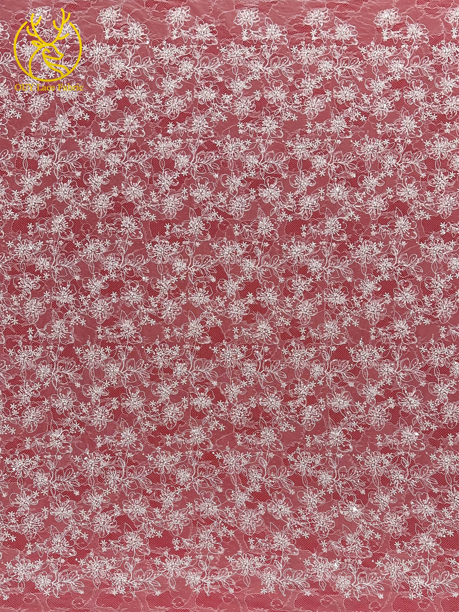 ナイジェリアパープルレース生地ファッション婦人服アフリカスパンコールチュールレース豪華な手作りビーズ生地結婚式 5 ヤード