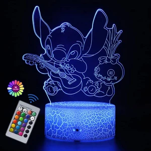 Stitch lamp with remote control, 3D night light, bedroom decoration, Valentine's Day, birthday, birthday gift, Christmas gifts, 16 colors 8 Main Sales Luminaria Stitch - №8