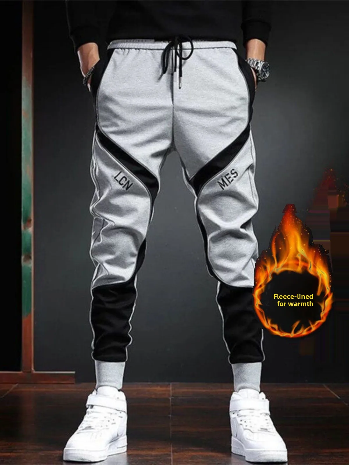 

Autumn Winter Fce Lined Thi Casual Sports Loose Cuffed Pants Youth Sle Daily Wear Comfortable Loose Waist Long Pants