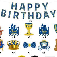 Royal Prince Theme Decoration Kit HAPPY BIRTHDAY Banner Crown Carriage Castle Spiral Ceiling Celebration Party Favor Supplies