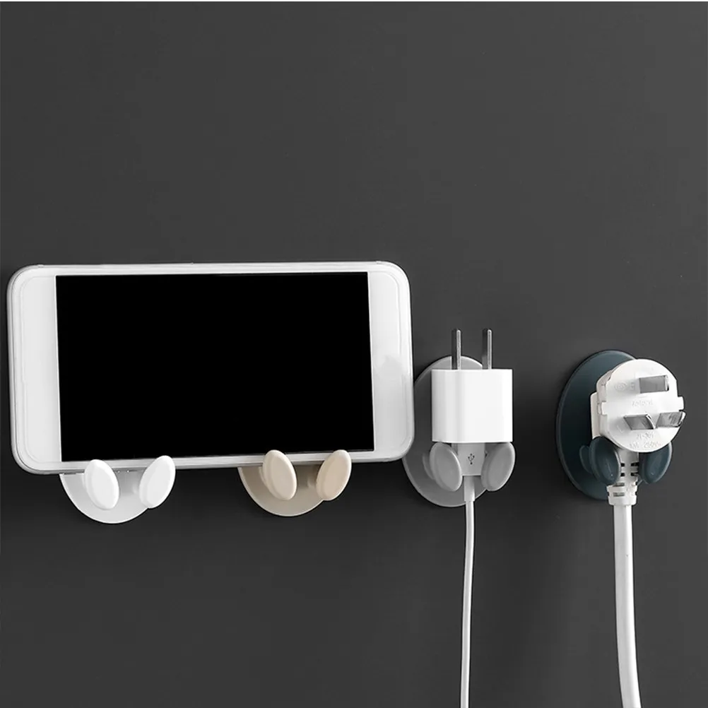 4 pcs Socket Hook Adhesive Holder Cable Organizer Storage Rack For Key Towel Bath Ball Phone Mount Plug Hangers Adhesive Plug