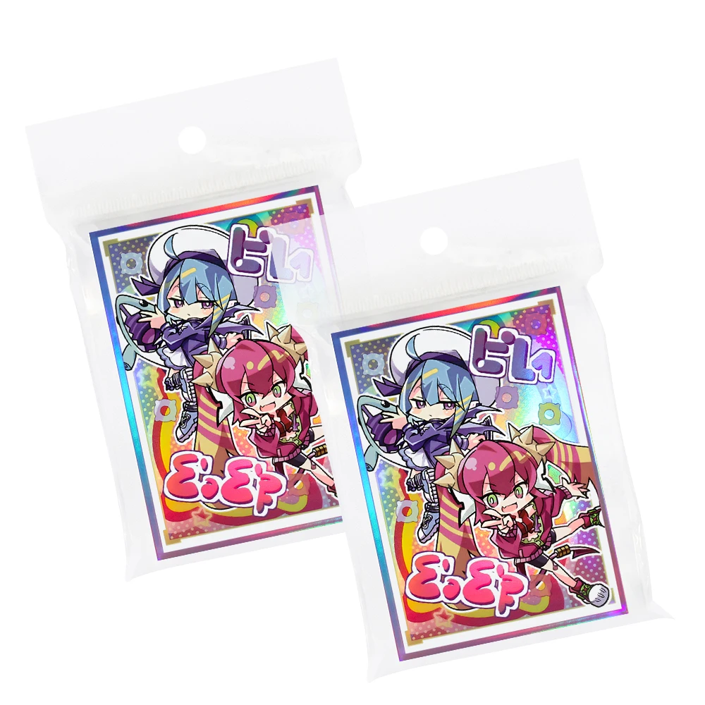 

62×89mm 100PCS Holographic Cartoon Art Anime Card Sleeves for YGO/TCG Top Loading Cartoon Deck Shield（ Live Twin）