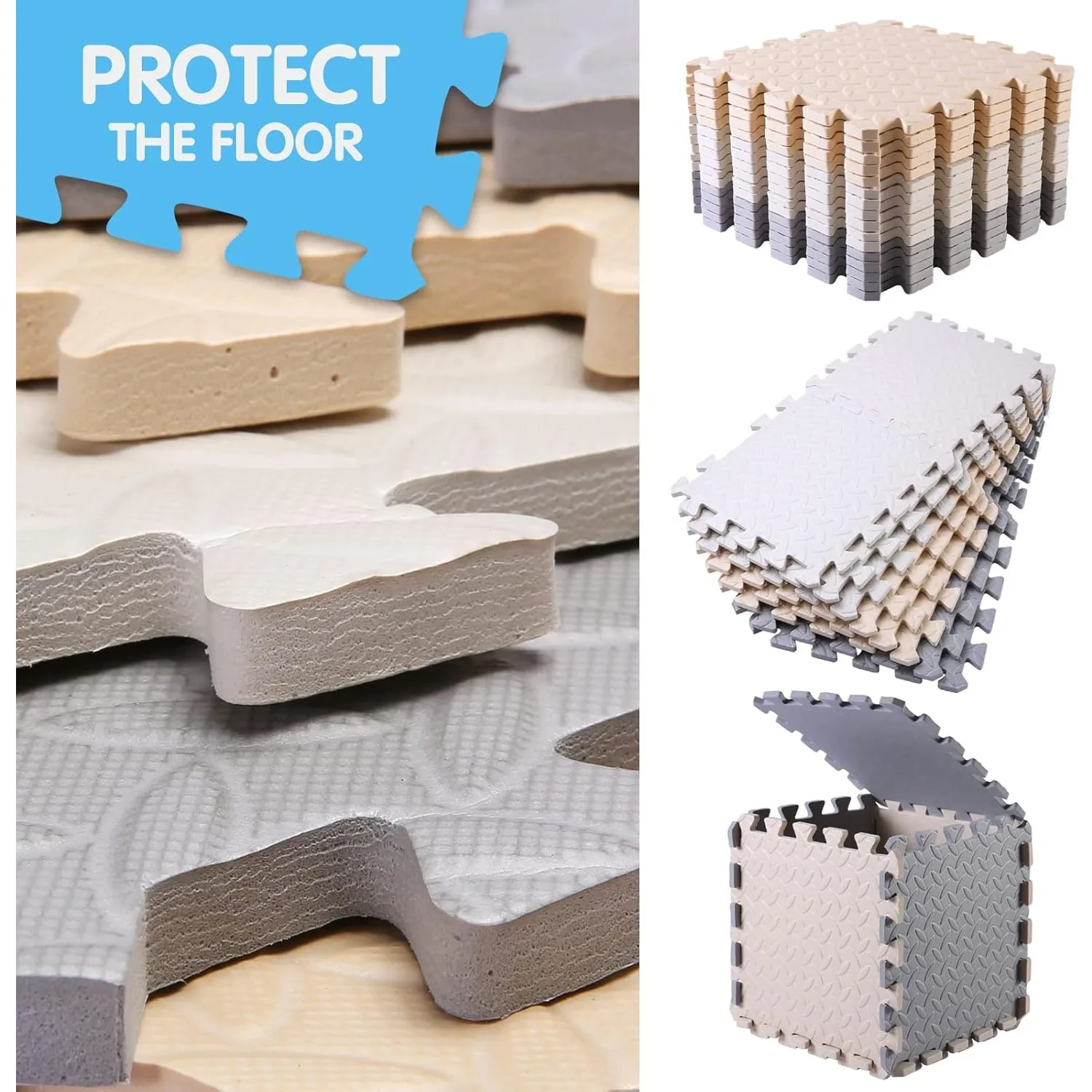 8/16-Piece Pack of Baby Crawling Mats BPA-free Non-slip Play Mats Children's Floor Mats Floor Protection Home Garage Floor Tiles view 3