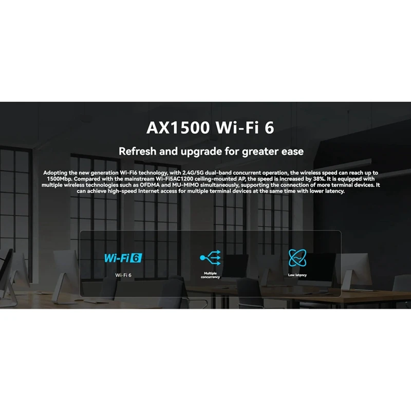 

I26 AX1500 WiFi 6 Беспроводная точка доступа 2,4G/5G Двухдиапазонная гигабитная потолочная точка доступа 1500 Мбит/с PoE Источник питания для корпоративного отеля-ELEC
